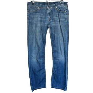 7 For All Mankind Womens Straight Leg Jeans Blue Wash Size 31 Stretch Denim